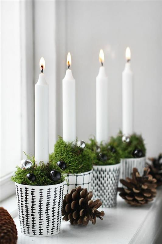 χριστουγεννιάτικες ιδέες διακόσμησης σκανδιναβικά διακοσμητικά παράθυρα κεριά ερμητικό στεφάνι