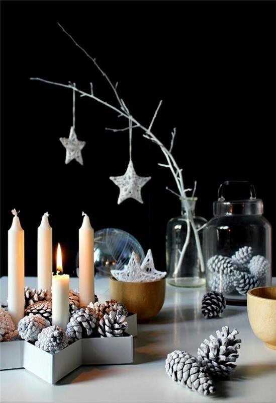 χριστουγεννιάτικες ιδέες διακόσμησης σκανδιναβικά χριστουγεννιάτικα στολίδια αστέρια κεριά