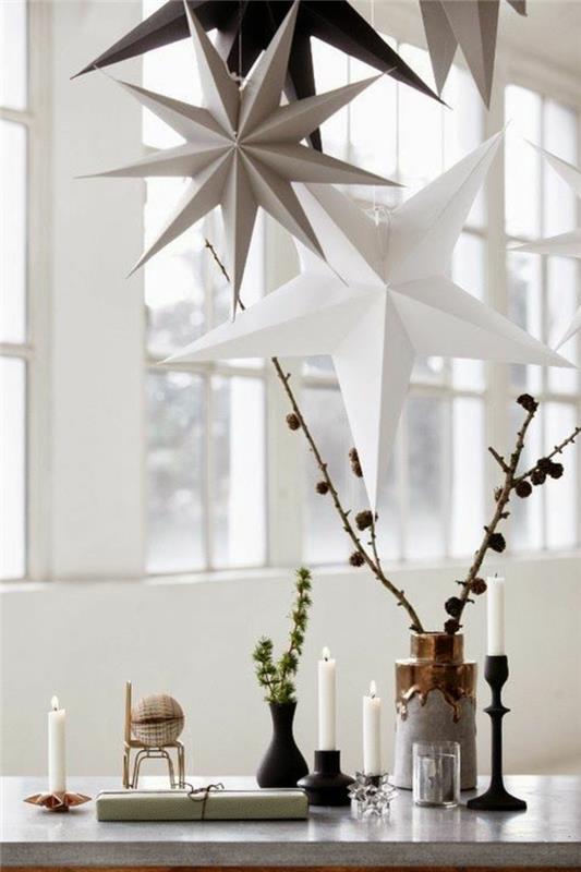 χριστουγεννιάτικες ιδέες διακόσμησης σκανδιναβικά κεριά poinsettia