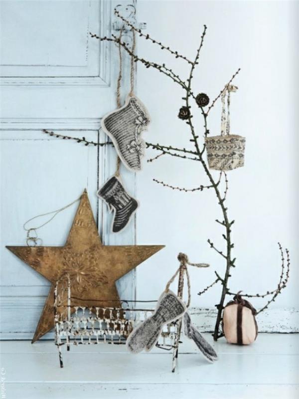 χριστουγεννιάτικες ιδέες διακόσμησης σκανδιναβικό στιλ κλαδιά poinsettia