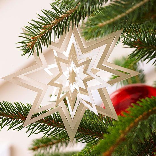 χριστουγεννιάτικο χαρτί διακόσμηση τρισδιάστατο αστέρι σε λευκό