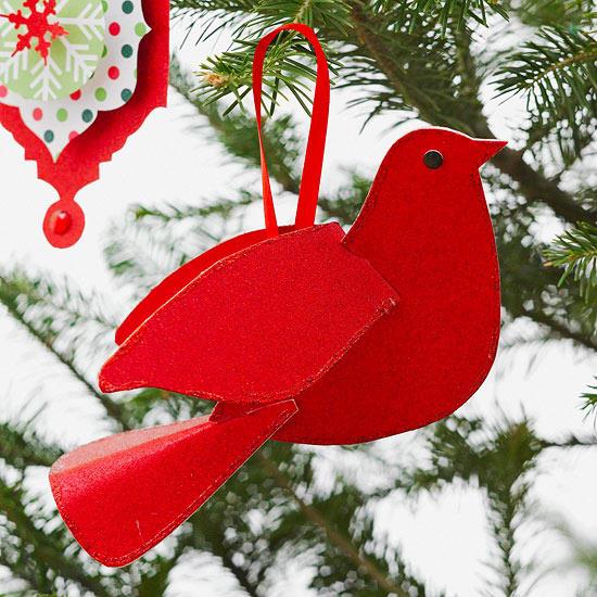 χριστουγεννιάτικα διακοσμητικά χαρτί μενταγιόν κόκκινο περιστέρι