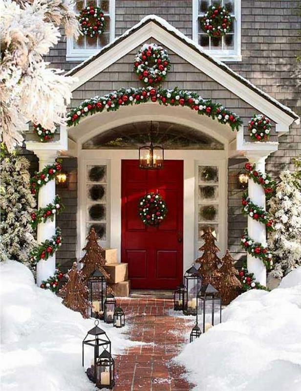 χριστουγεννιάτικη διακόσμηση έξω χριστουγεννιάτικη διακόσμηση κόκκινη πόρτα