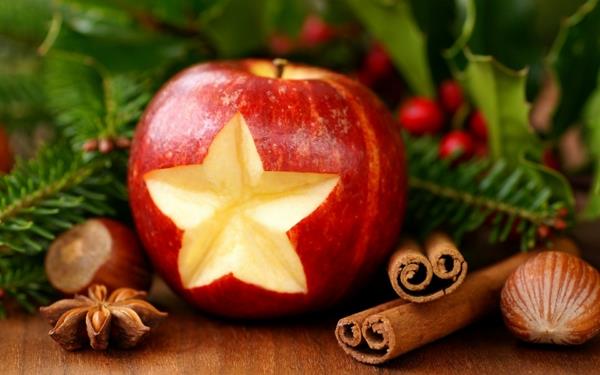 ιδέες χριστουγεννιάτικης διακόσμησης μήλο αστέρι