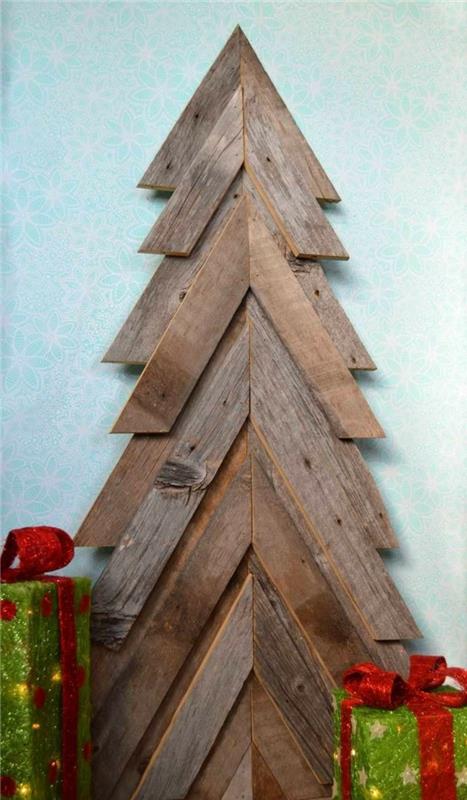 χριστουγεννιάτικες ιδέες διακόσμησης κάντε χριστουγεννιάτικο δέντρο μόνοι σας ξύλινες σανίδες διακόσμηση τοίχου χριστουγεννιάτικο δέντρο