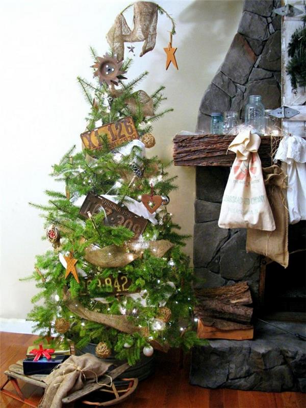 χριστουγεννιάτικες ιδέες διακόσμησης diy διακόσμηση τζάκι χριστουγεννιάτικο δέντρο ανακύκλωση