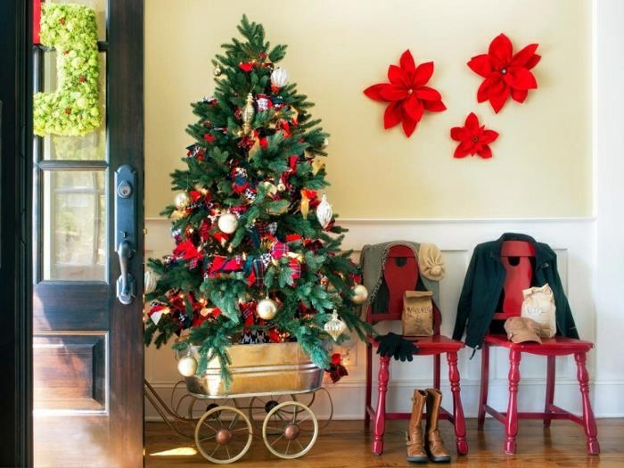 χριστουγεννιάτικες ιδέες διακόσμησης diy διακόσμηση ανακύκλωσης χριστουγεννιάτικο δέντρο poinsettia διακόσμηση τοίχου
