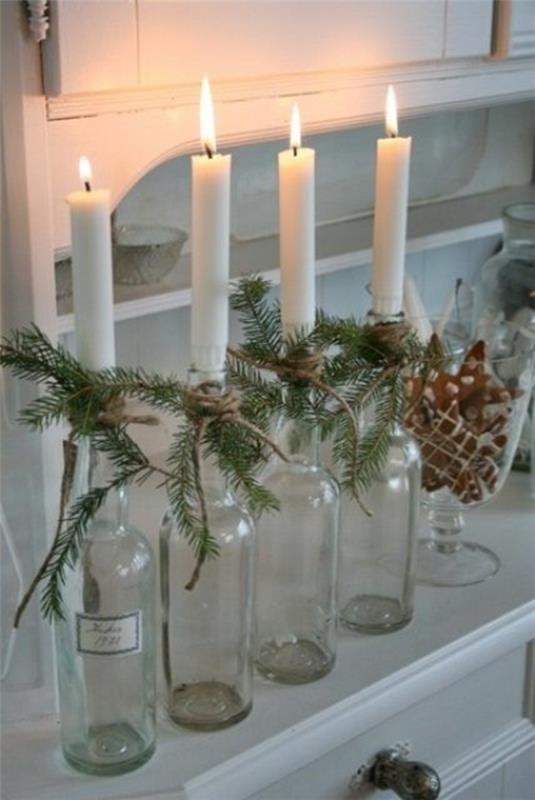 χριστουγεννιάτικες ιδέες διακόσμησης χριστουγεννιάτικη διακόσμηση λευκά κεριά