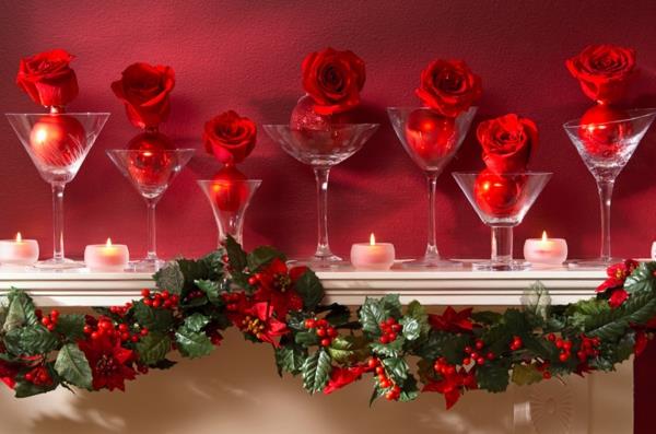 χριστουγεννιάτικες ιδέες διακόσμησης κόκκινα τριαντάφυλλα