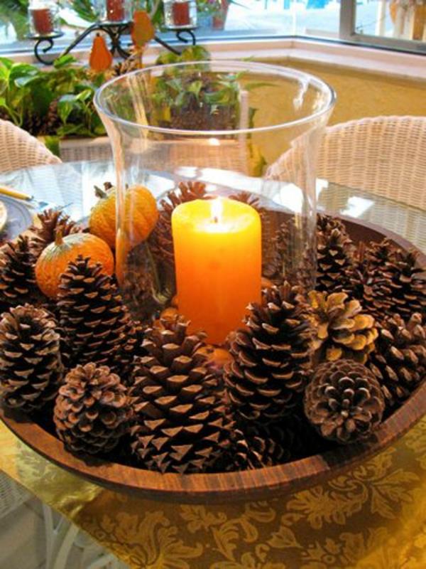 χριστουγεννιάτικες ιδέες διακόσμησης κωνικό πορτοκαλί κερί