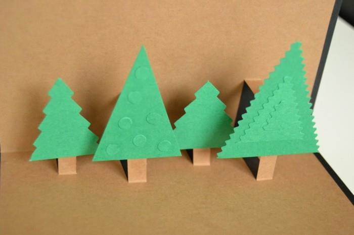 tinker χριστουγεννιάτικες κάρτες diy χαρτί περιτυλίγματος τρισδιάστατα χριστουγεννιάτικα δέντρα