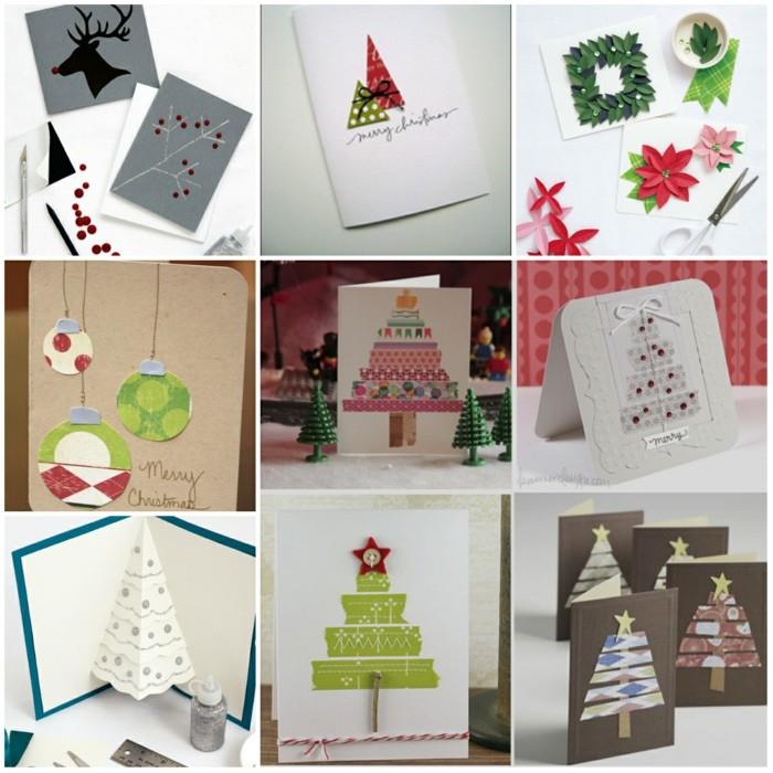 tinker χριστουγεννιάτικες κάρτες diy χαρτί περιτυλίγματος μοτίβα χριστουγεννιάτικου δέντρου