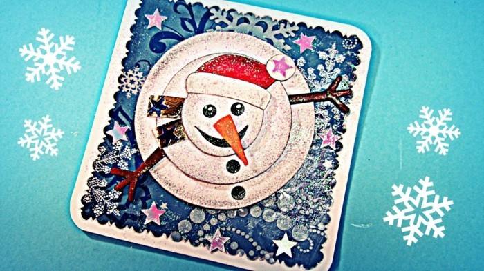 tinker χριστουγεννιάτικες κάρτες diy ιδέα 3d χιονάνθρωπος