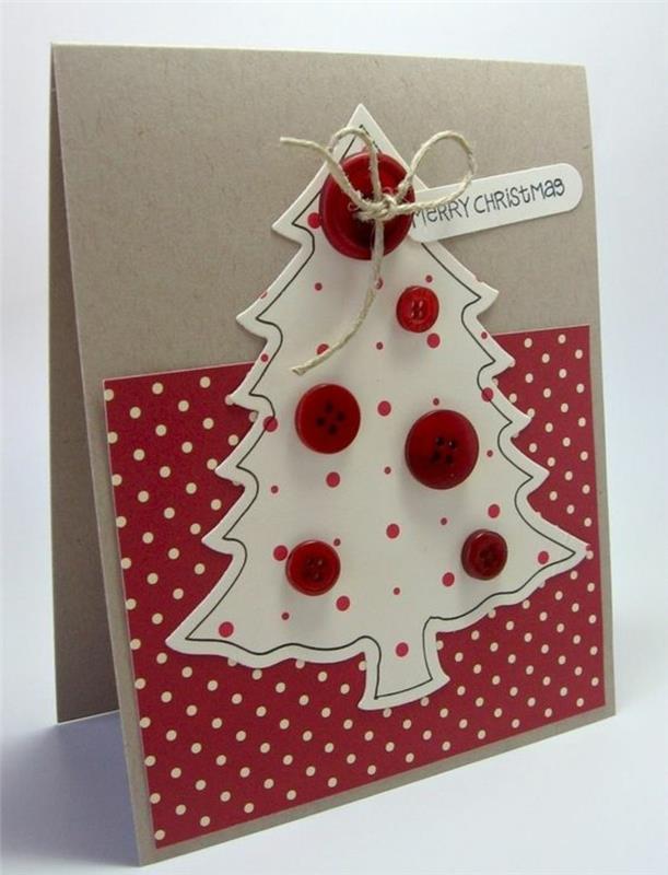 tinker χριστουγεννιάτικες κάρτες diy ιδέα κουμπιά χριστουγεννιάτικου δέντρου