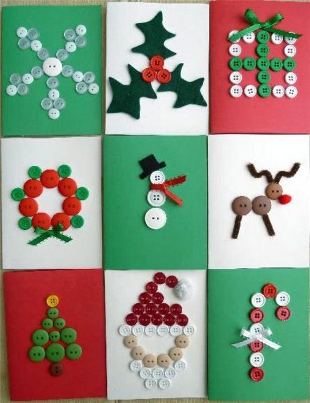 tinker χριστουγεννιάτικες κάρτες κουμπιά diy ιδέες χιονάνθρωπος Άγιος Βασίλης