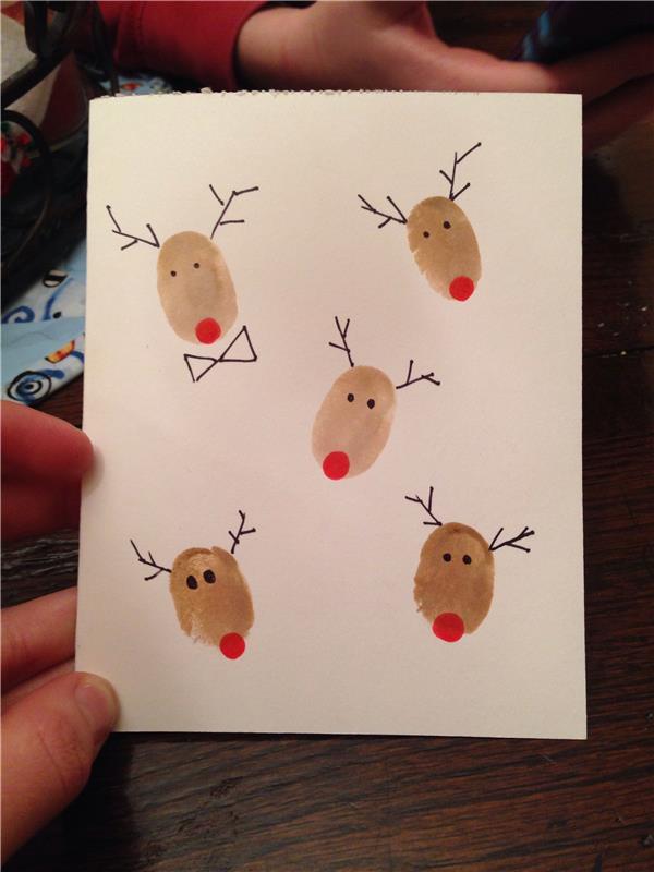 χριστουγεννιάτικες κάρτες με δάχτυλα