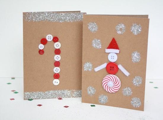 χριστουγεννιάτικες κάρτες tinker με παιδικά κουμπιά καραμέλα καλάμι Άγιος Βασίλης