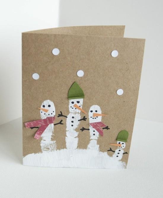 χριστουγεννιάτικες κάρτες με παιδιά χιονάνθρωποι
