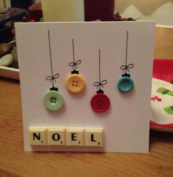 tinker χριστουγεννιάτικες κάρτες μόνοι σας Χριστουγεννιάτικες ιδέες χειροτεχνίας κουμπιά τρίψιμο γράμματα