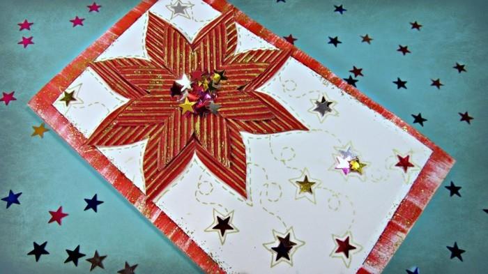tinker χριστουγεννιάτικες κάρτες poinsettia glitter stars diy ιδέες
