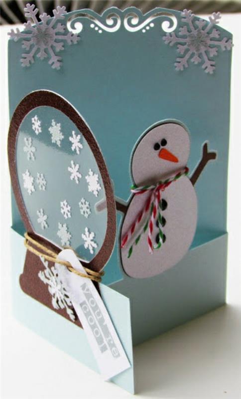 χριστουγεννιάτικες κάρτες χιονοστιβάδα diy παιδιά χιονάνθρωπος
