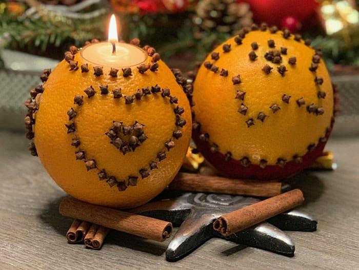 φτιάξτε τα δικά σας χριστουγεννιάτικα κεριά πορτοκαλί γαρύφαλλο πιάτο έλευσης