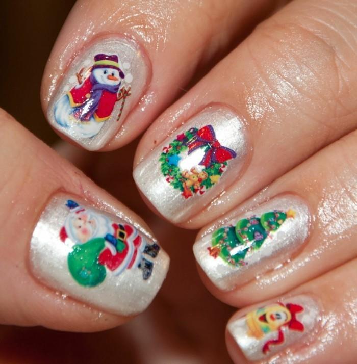 χριστουγεννιάτικα νύχια χρωματισμένο χειμερινό παραμύθι ασημί χρώμα βερνίκι νυχιών