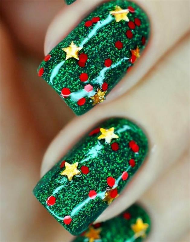 χριστουγεννιάτικα νύχια πράσινα χριστουγεννιάτικα στολίδια