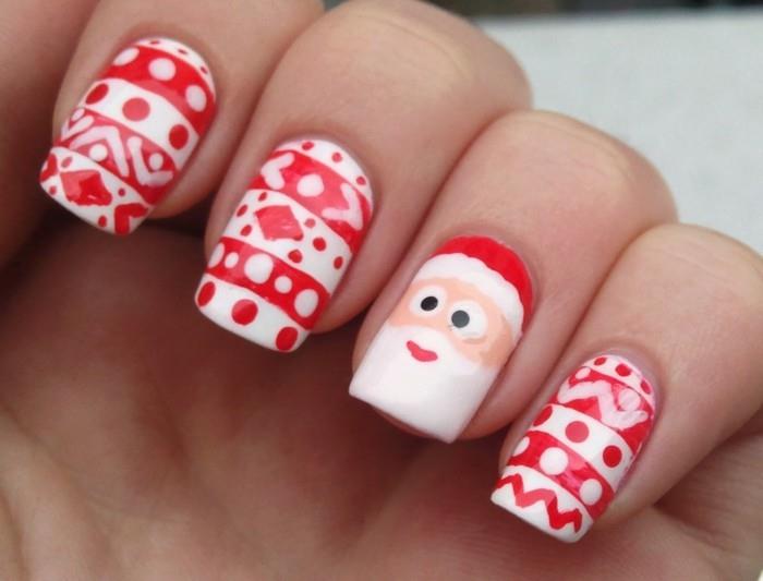 χριστουγεννιάτικα νύχια πουλόβερ μοτίβο Άγιος Βασίλης