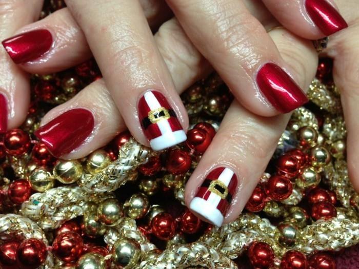 χριστουγεννιάτικα νύχια Άγιος Βασίλης μοτίβα κόκκινο βερνίκι νυχιών