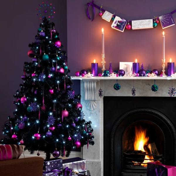 tinker χριστουγεννιάτικα διακοσμητικά έλατο διακοσμούν μοβ μπάλες δέντρων