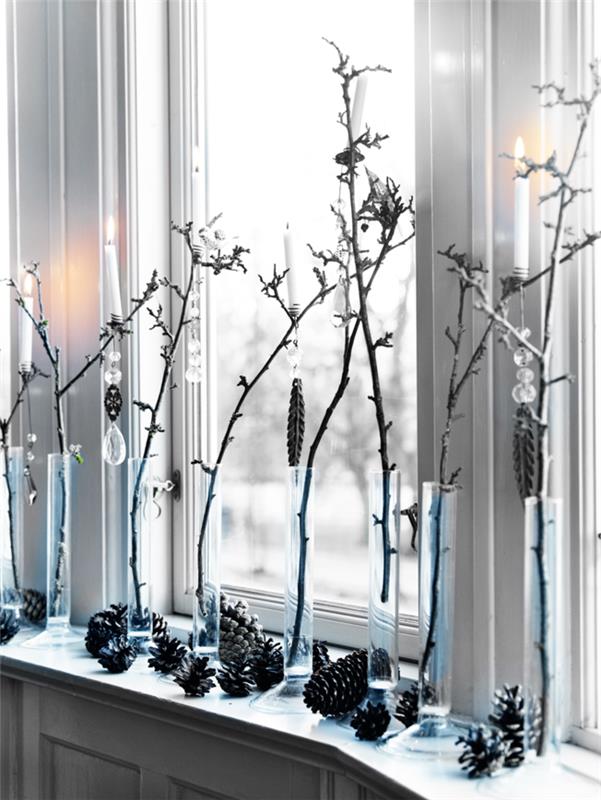 χριστουγεννιάτικες διακοσμήσεις σκανδιναβικό στυλ ιδέες διακόσμησης παραθύρων βρύση ποτήρι