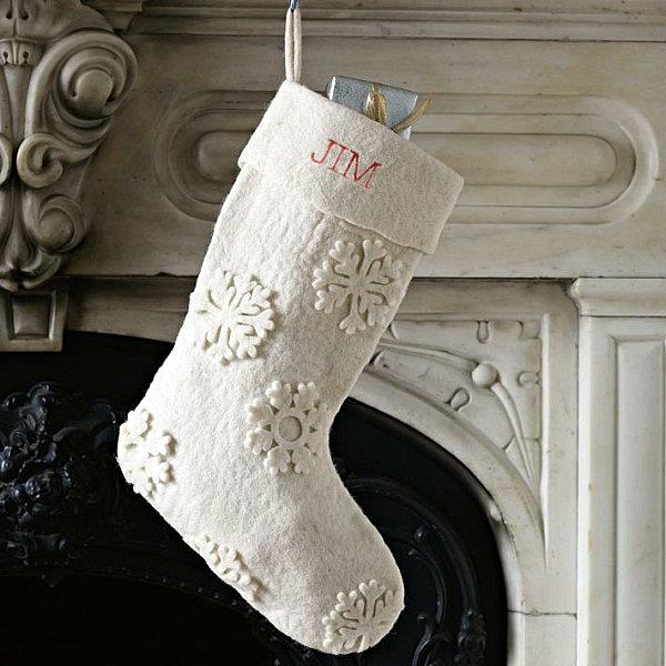 χριστουγεννιάτικες κάλτσες κομψά κρύσταλλα χιονιού από τσόχα