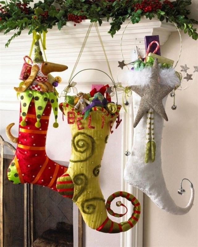 χριστουγεννιάτικες κάλτσες diy ιδέες τσόχες κάλτσες χριστουγεννιάτικη διακόσμηση