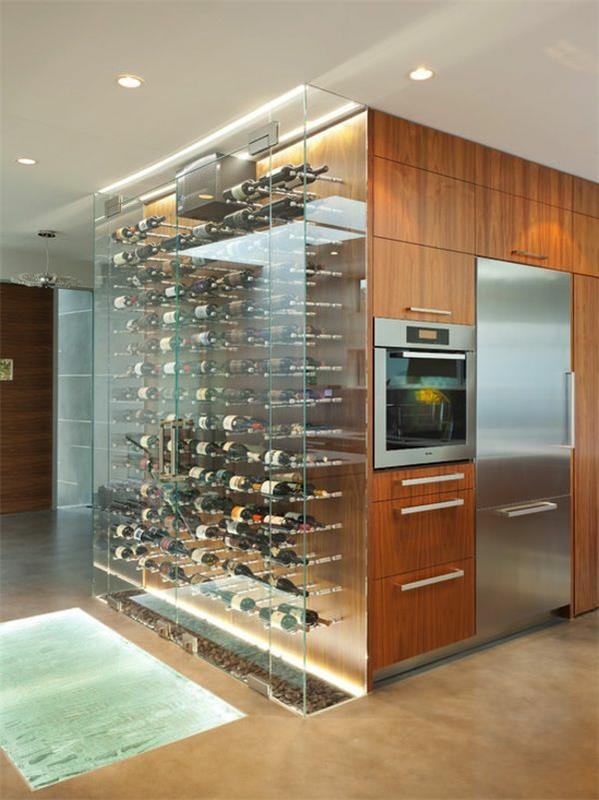 κρασί αποθήκευσης κουζίνα δημιουργικό τοίχο γυάλινο ράφι ακριβά κρασιά
