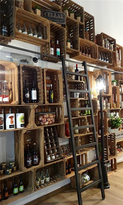κατάστημα κρασιού κουζίνα κελάρι κρασιού ξύλινα κουτιά αποθηκεύστε ακριβά κρασιά