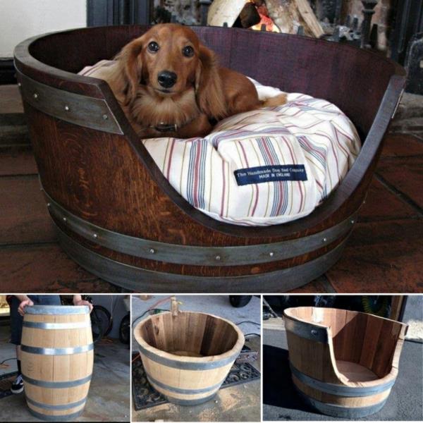βαρελάκι κρασί diy έπιπλα κατοικίδια αξεσουάρ σκύλου φτιάξτε το δικό σας κρεβάτι σκύλου ξύλινο βαρέλι