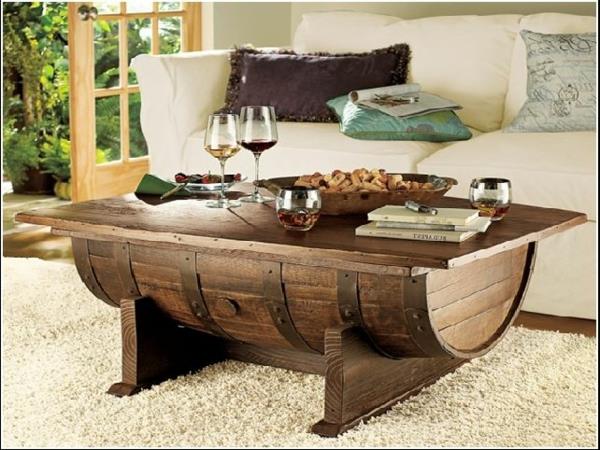 βαρέλι κρασιού στάση τραπέζι ξύλο couschtisch φτιάξτε μόνοι σας diy έπιπλα ξύλινο βαρέλι ξύλινη πλάκα ξύλινη βάση