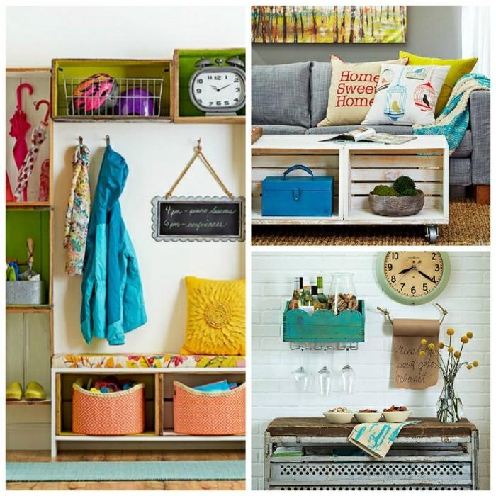 κιβώτια κρασιού ευρώ παλέτες diy ιδέες έπιπλα διαδρόμου σαλόνι