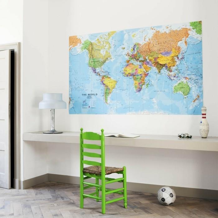 ιδέες επίπλωσης τοίχου παγκόσμιου χάρτη για το παιδικό δωμάτιο όμορφο δάπεδο