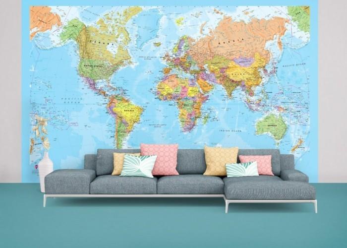 παγκόσμιος χάρτης τοίχος φρέσκια διακόσμηση τοίχου χρωματιστά μαξιλάρια ρίψης