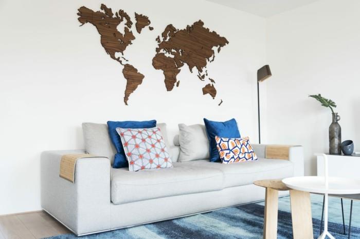 παγκόσμιος χάρτης τοίχος ξύλινη διακόσμηση τοίχου λευκοί τοίχοι λωρίδες χαλί