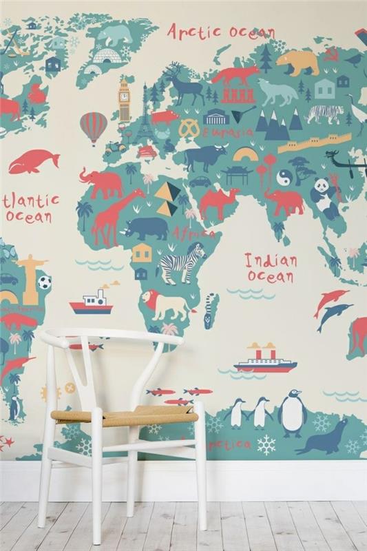 παγκόσμιος χάρτης τοίχος διακόσμηση τοίχου παιδικού δωματίου αστεία φρέσκια ζωγραφική τοίχων