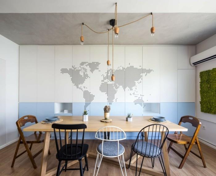 παγκόσμιος χάρτης τοίχος δημιουργική διακόσμηση τοίχου μοντέρνα τραπεζαρία