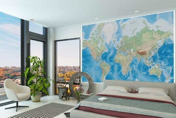 παγκόσμιος χάρτης τοίχος υπνοδωμάτιο διακοσμούν τοίχο διακόσμηση φυτά λωρίδες χαλί