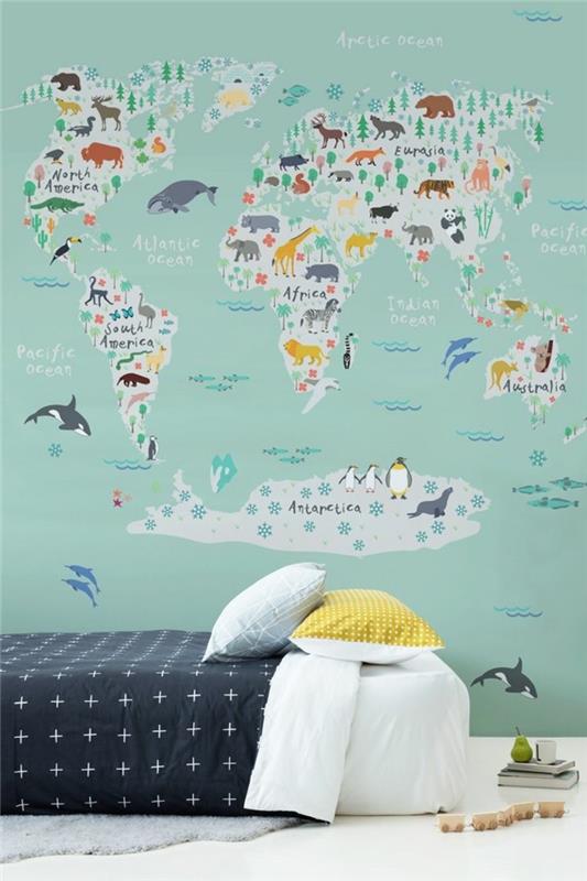 παγκόσμιος χάρτης τοιχογραφία τοίχου ζωγραφική παιδικό δωμάτιο διακοσμούν