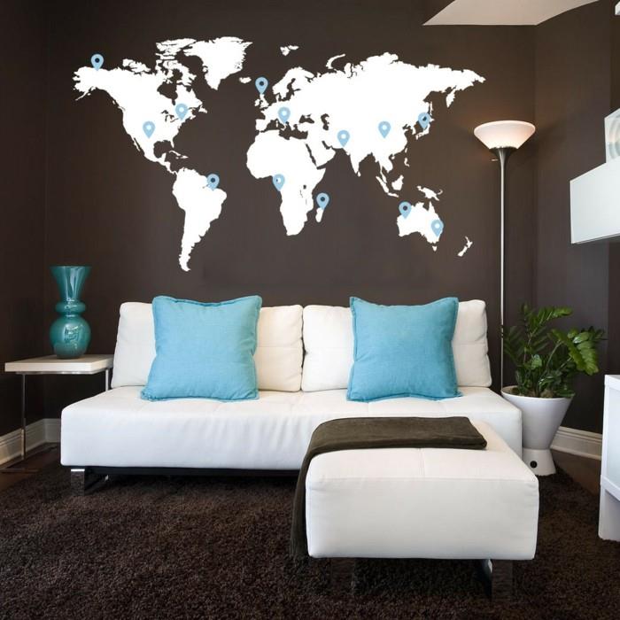 παγκόσμιος χάρτης τοίχου αυτοκόλλητα τοίχου σαλόνι ντεκό ιδέες τοίχο