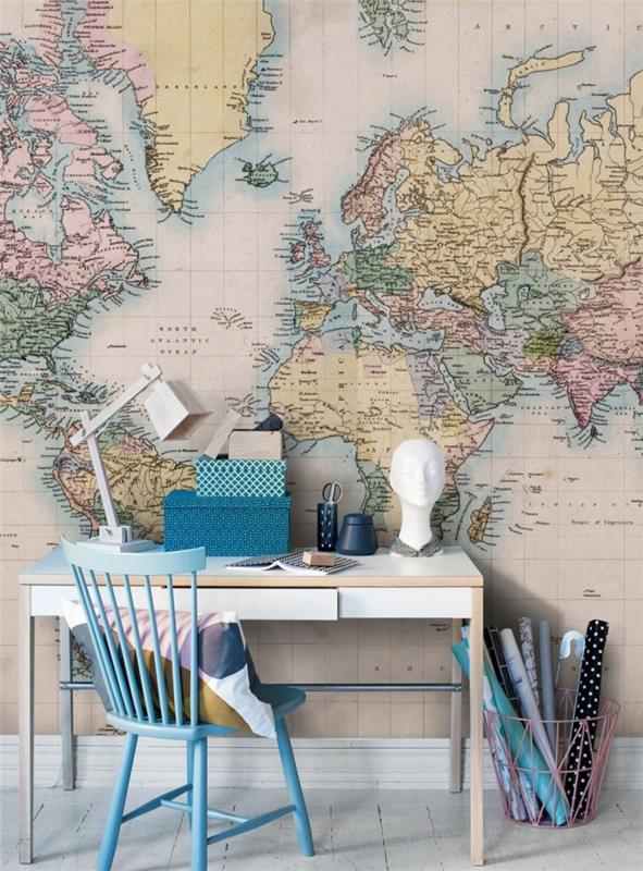 παγκόσμιος χάρτης τοιχογραφία τοίχου γραφείο παιδικού δωματίου