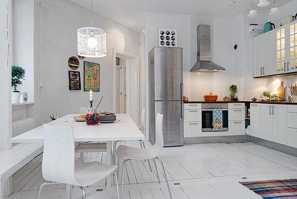 πολύτιμο διαμέρισμα λευκό shabby chic göteborg τραπεζαρία κουζίνας