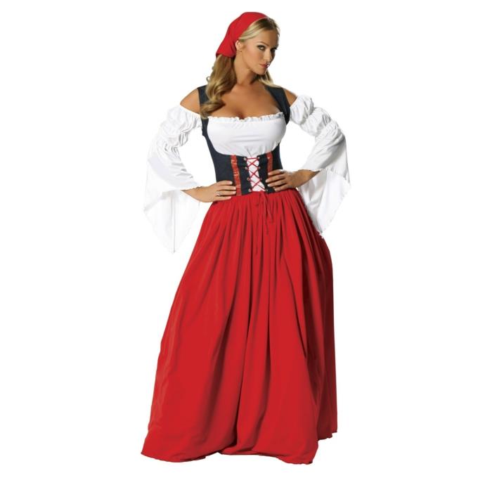 2015 Oktoberfest κόκκινο dirndl μακρύ